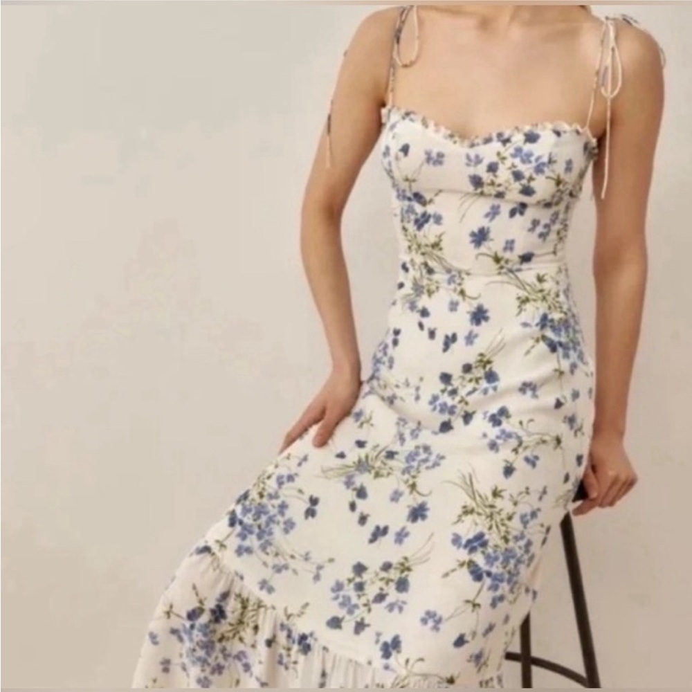 Reformation Long White Floral Dress | Size 6